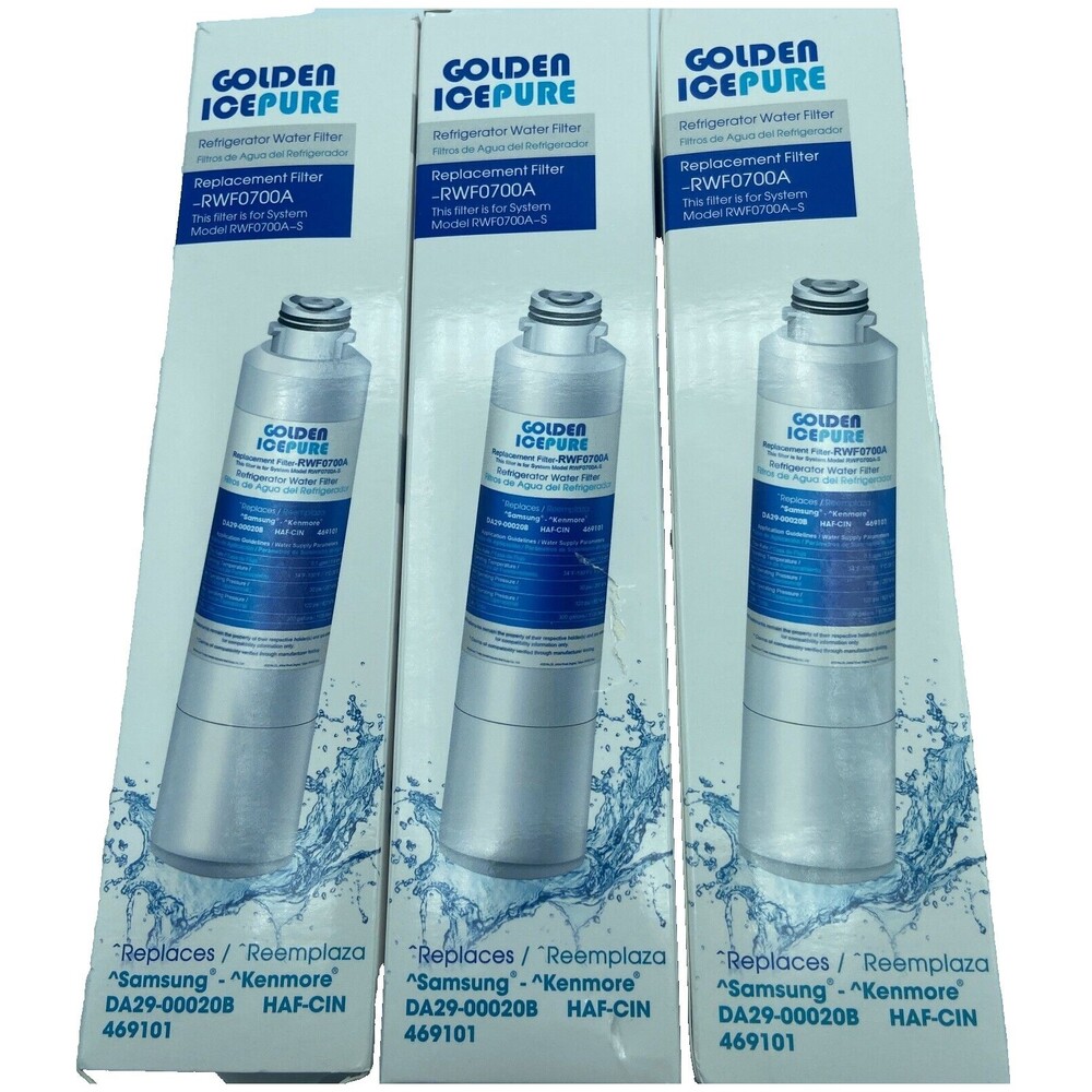 3 Pack Golden Ice Pure RWF0700A Refrigerator Water Filter DA29-0020B 469101